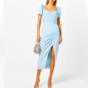 New with tags never worn beautiful light blue self-portrait dress offers welcome